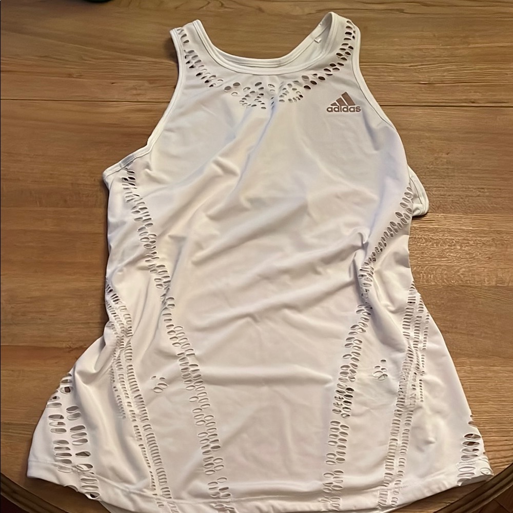 Adidas White Sleeveless Top with Cutout Details